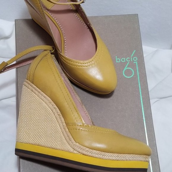 Bacio 61 Grotto Canary Wedge Platform Heels SZ 6.5 - Picture 3 of 15